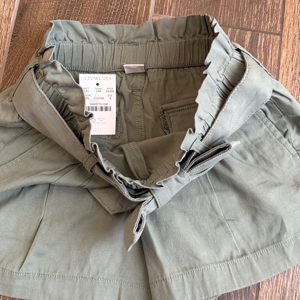 J.Crew Girls’ Olive Tie Waist Short in Drapey Twill—8 - Picture 4 of 5